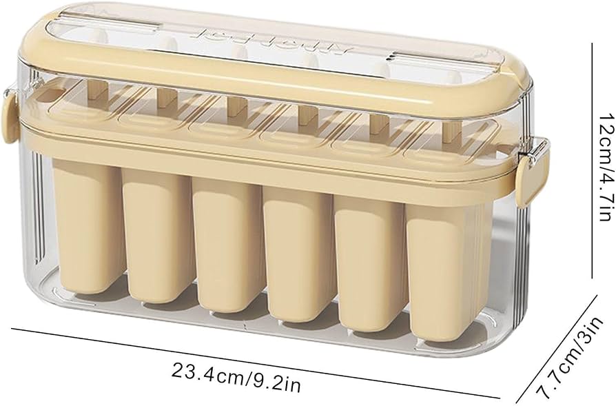 6 Cavity Silicone Popsicle Maker with Storage Box, Reusable Frozen Fruit Ice Pop Maker, Portable Ice Cream Mold with Lid and Handle