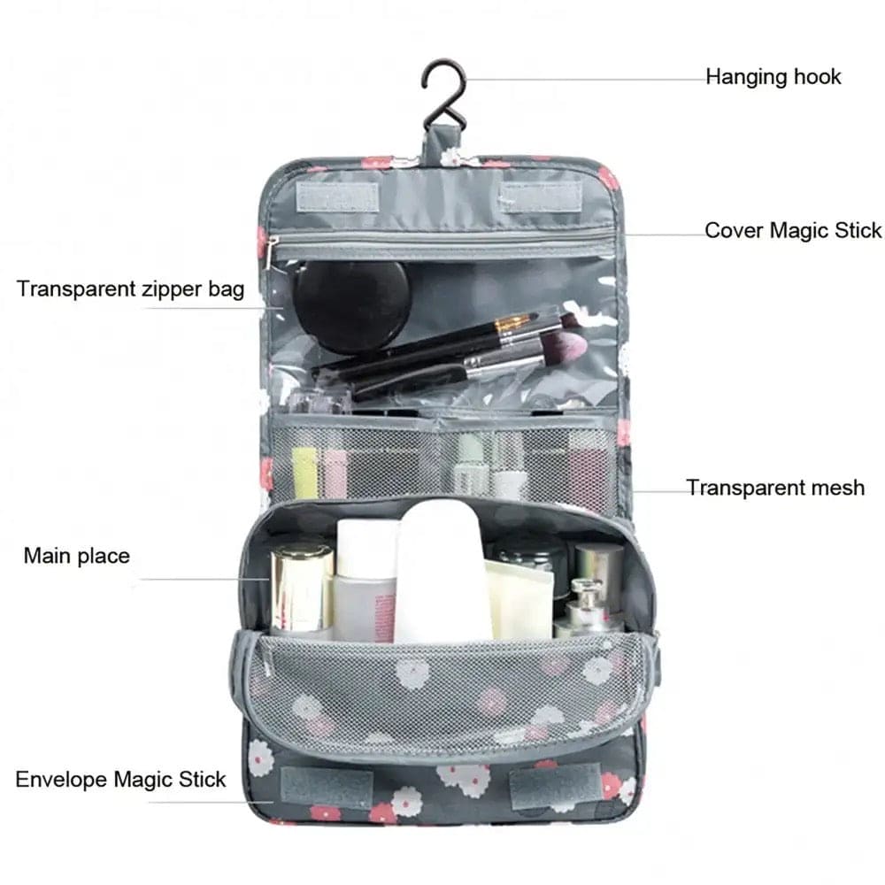 Travel Hook Cosmetic Bag, Hanging Dry Wet Separation Bag, Waterproof Cosmetic Bag, Portable Toiletry Storage Bag, Multifunction Travel Hanging Pouch, Beautician Folding Makeup Bag, Monument Hanging Toiletry Bag, Folding Makeup Bags