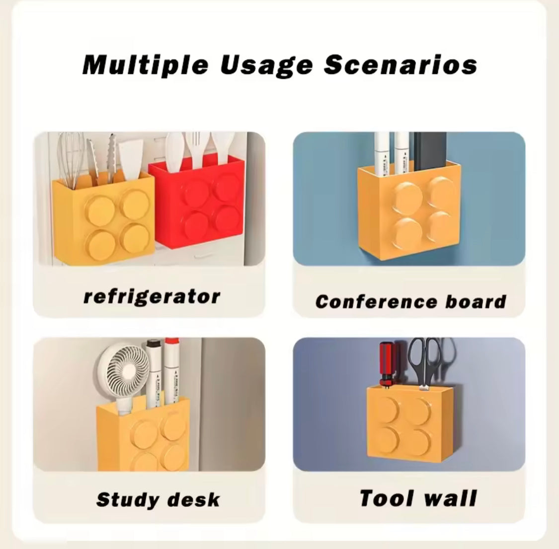 Wall Mounted Building Blocks Sticking Holder, Refrigerator Door Shelf Organizer,  Kitchen Fridge Accessories Organizer