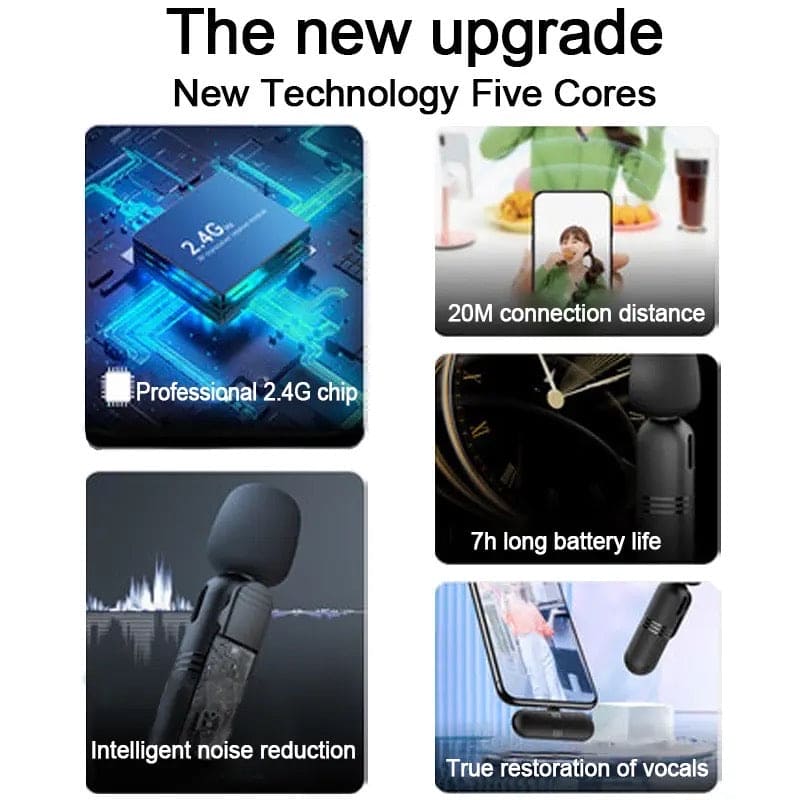 Portable Wireless Mic, Wireless Lavalier Microphone, Mini Mic For Audio Video Recording Interview Streaming Tiktok Game Live Broadcast, Lavalier Microphone for Smartphone, K8 Wireless Mini Mic for iPhone Android Type C