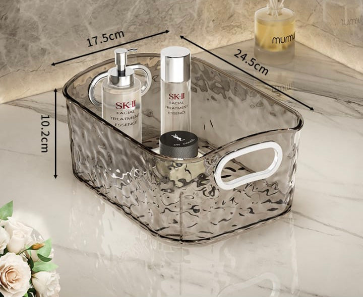 Acrylics Makeup Storage Organizer, Makeup Organizer Basket With Handle, Transparent Bathroom Storage Organizer