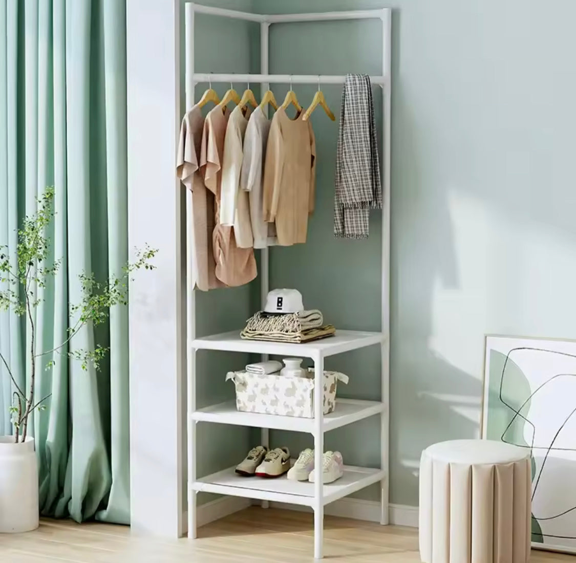 Multilayer Bedrooms Corner Clothes Rack, Simple Clothes Coat Racks, Living Room Organizer Shelf