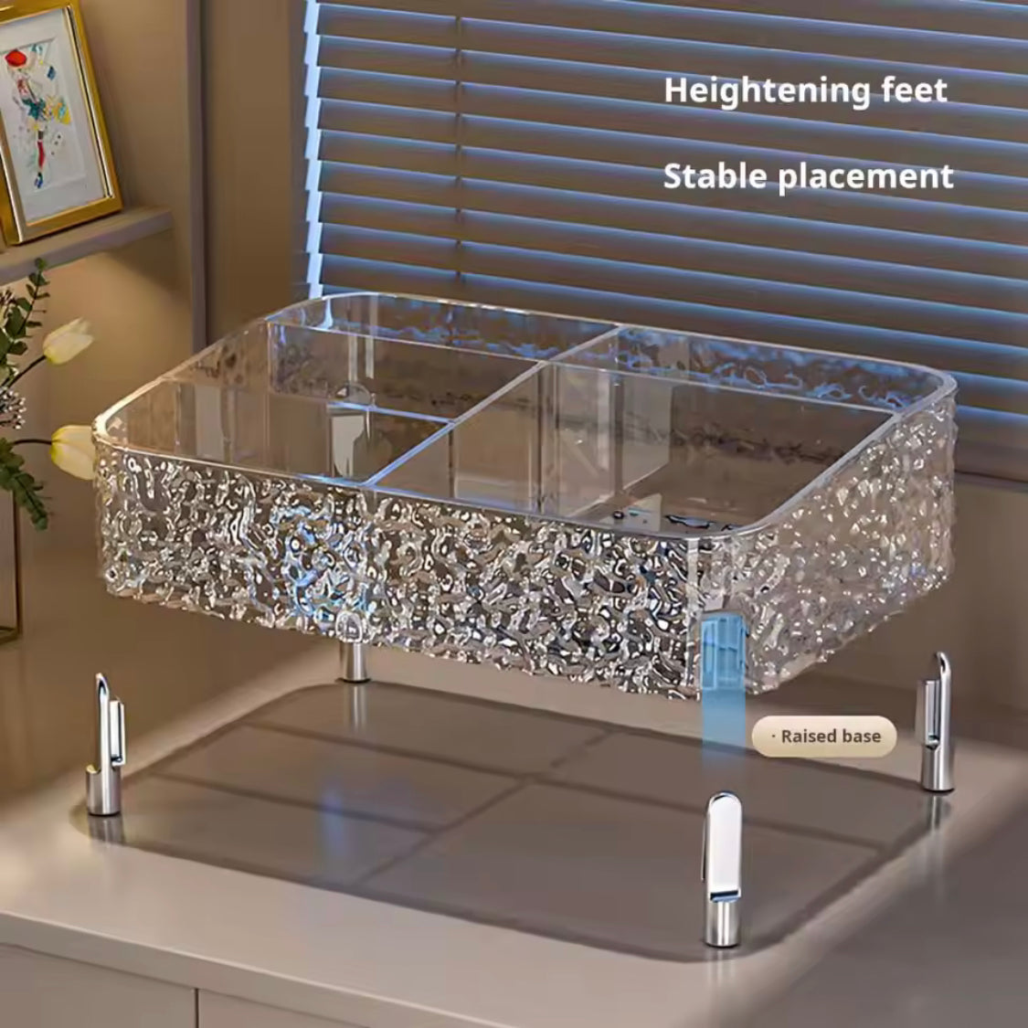 Elegant Crystal Vanity Tray, Acrylic Cosmetic Organizer, Crystal Counter Makeup Tray, Dressing Table Makeup Organizer