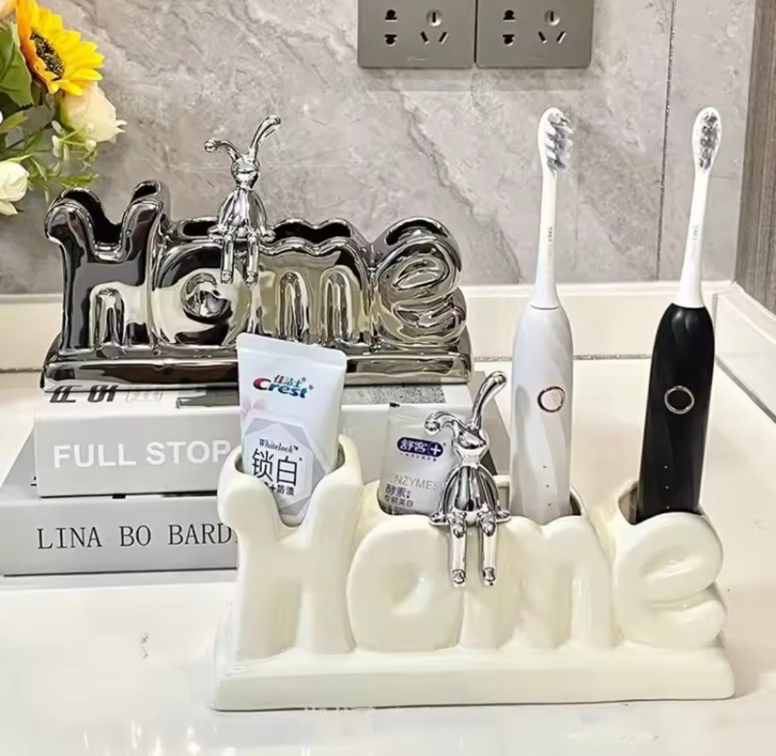 Rabbit Decor Home Style Toothbrush Storage Holder, Bathroom Shelf Toothbrush Storage Rack, Family Bath Toothpaste Storage Rack