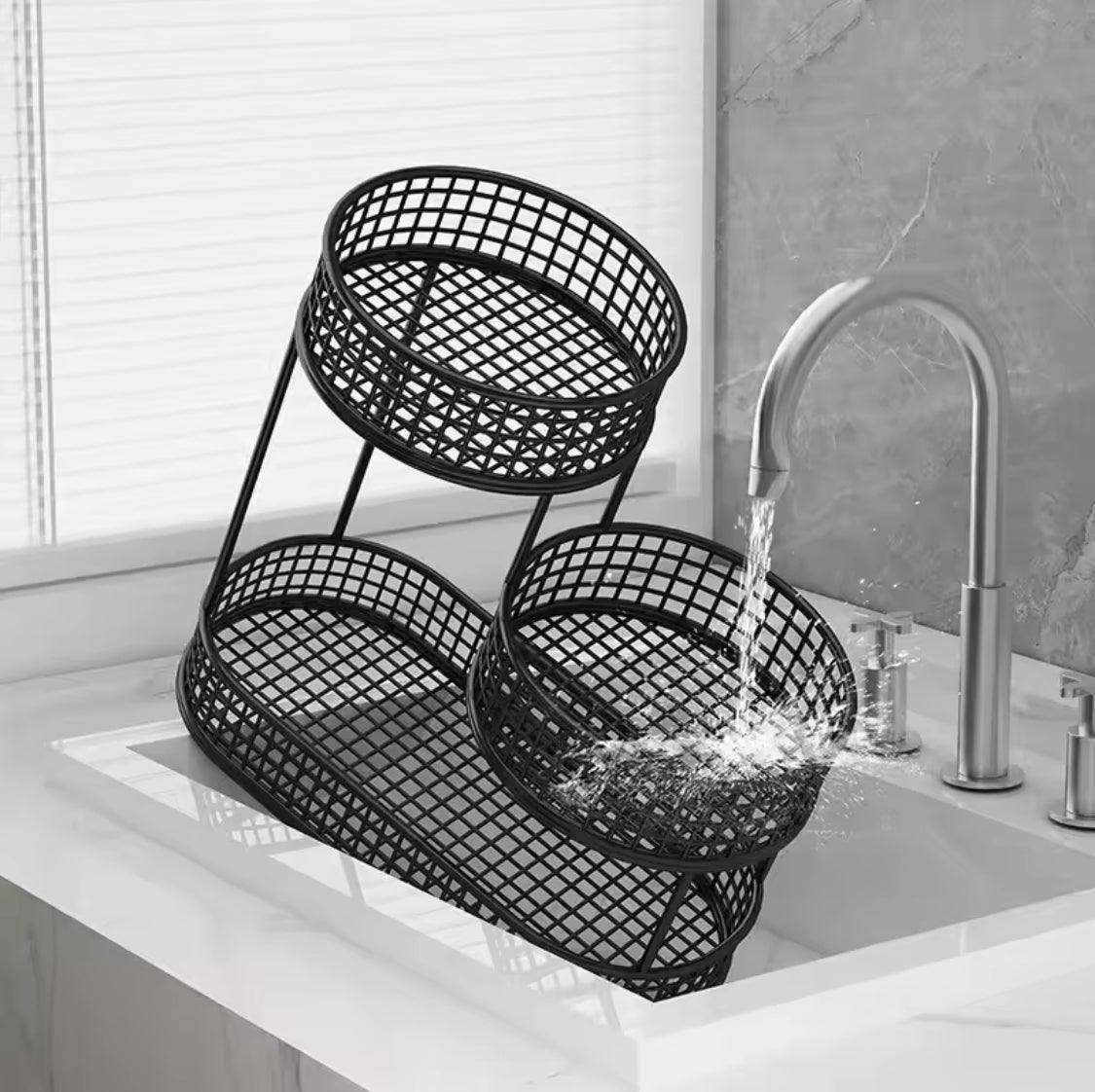 3-Tier Metal Fruit Basket, Countertop Fruit Basket, Iron Net Design Vegetable Basket, Bathroom Vanity Basket, Bathroom Towel Basket