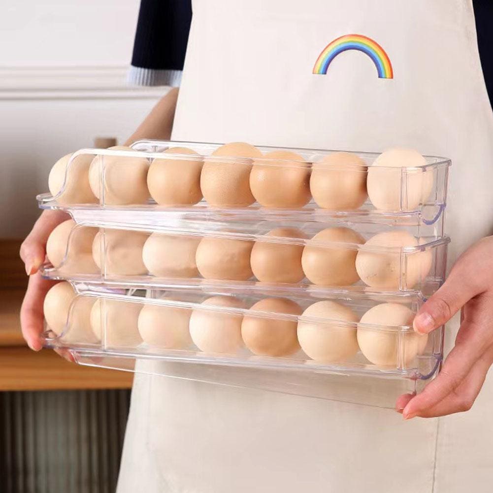 Telescopic Egg Slide Tray, Egg storage Container, Stackable Egg Tray, Safe Sliding Egg Box, Durable Egg Storage Box, Anti Slip Large Capacity Egg Holder, Kitchen Countertop Fresh Egg Storage Container