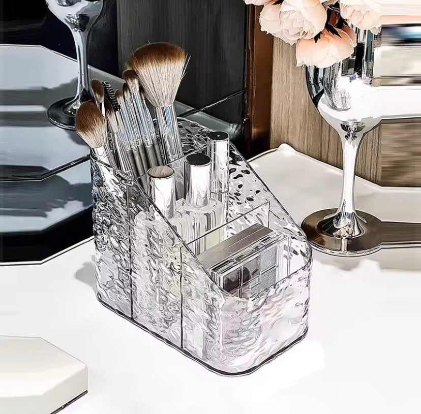3 And 4 Compartments Acrylic Cosmetic Organizer, Transparent Makeup And Skincare Product Holder, Office Desk Stationery Box