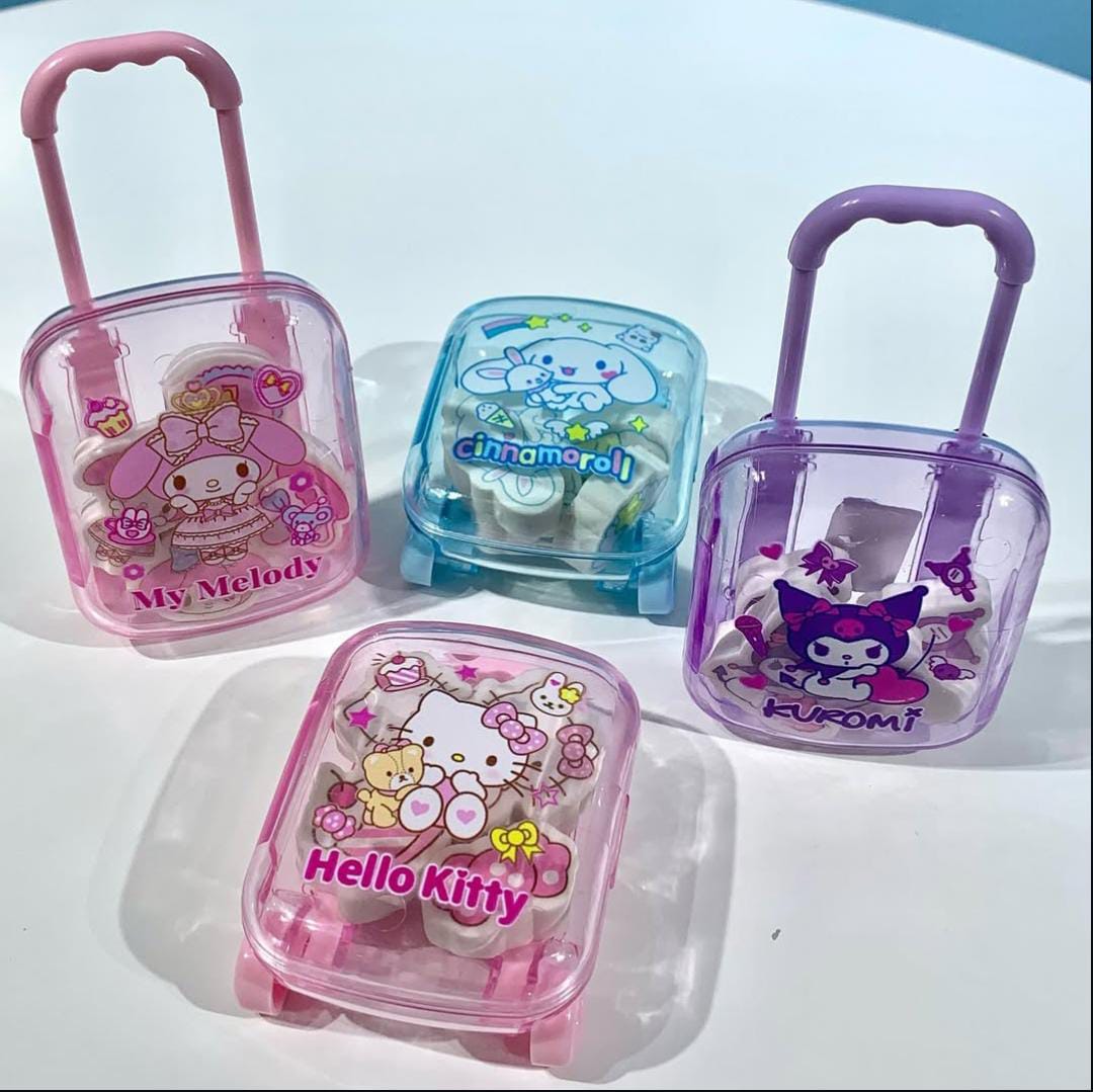 Cute Kawaii cartoon Rubber Eraser Suitcase Toy, 4pcs Suitcase Style Eraser Set, School Kids Eraser Set