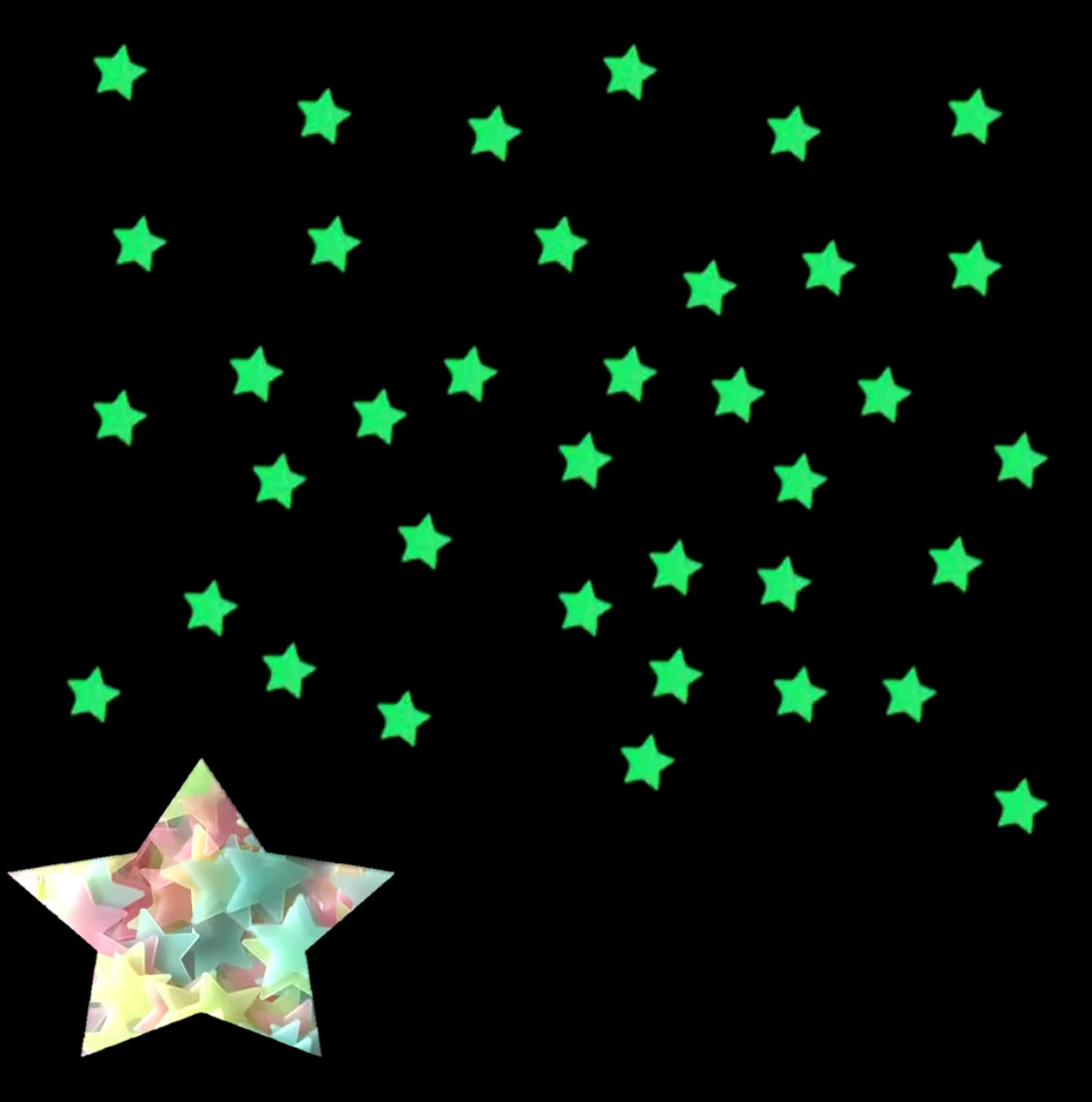 Set of 100 Fluorescents Star Stickers, Baby Room Colorful Fluorescent Sticker Home Decor, Stars Wall Stickers