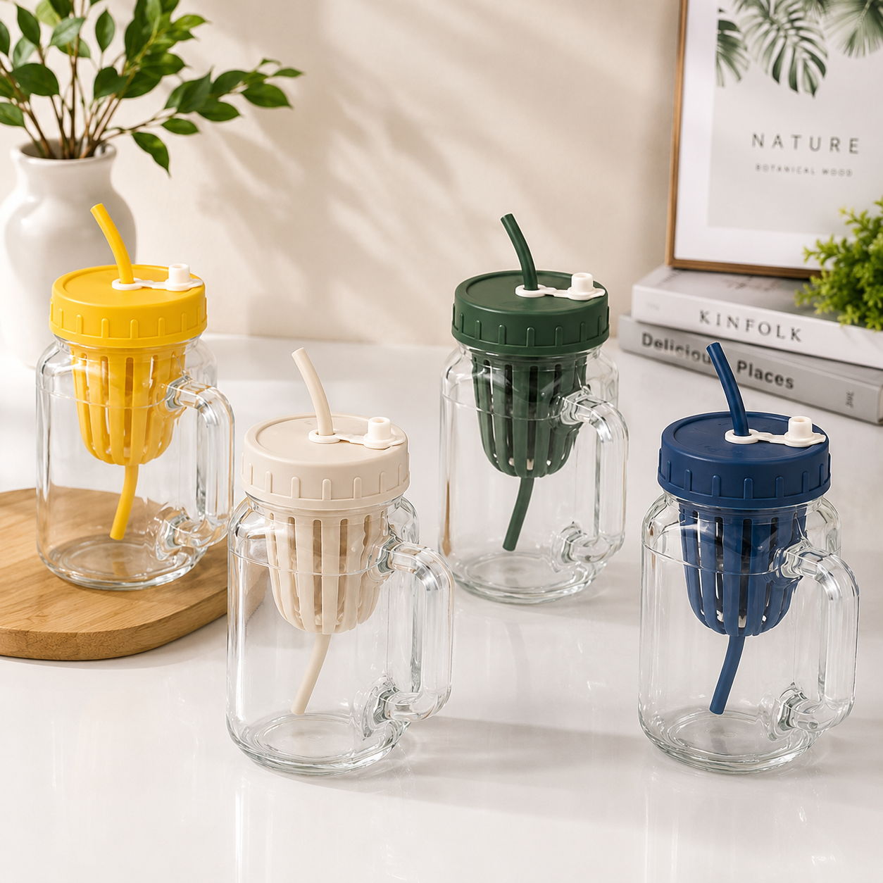 500ml Glass Sipper with Infuser, Leakproof Glass Infuser Mug with Straw, Glass Sipper Bottle, Glass Juice Cup with Handle