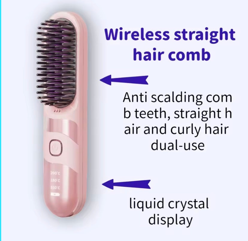 Mini Electric Hair Straightener Brush, Portable Hair Straightener Brush, Mini Travel Straightening Brush Comb