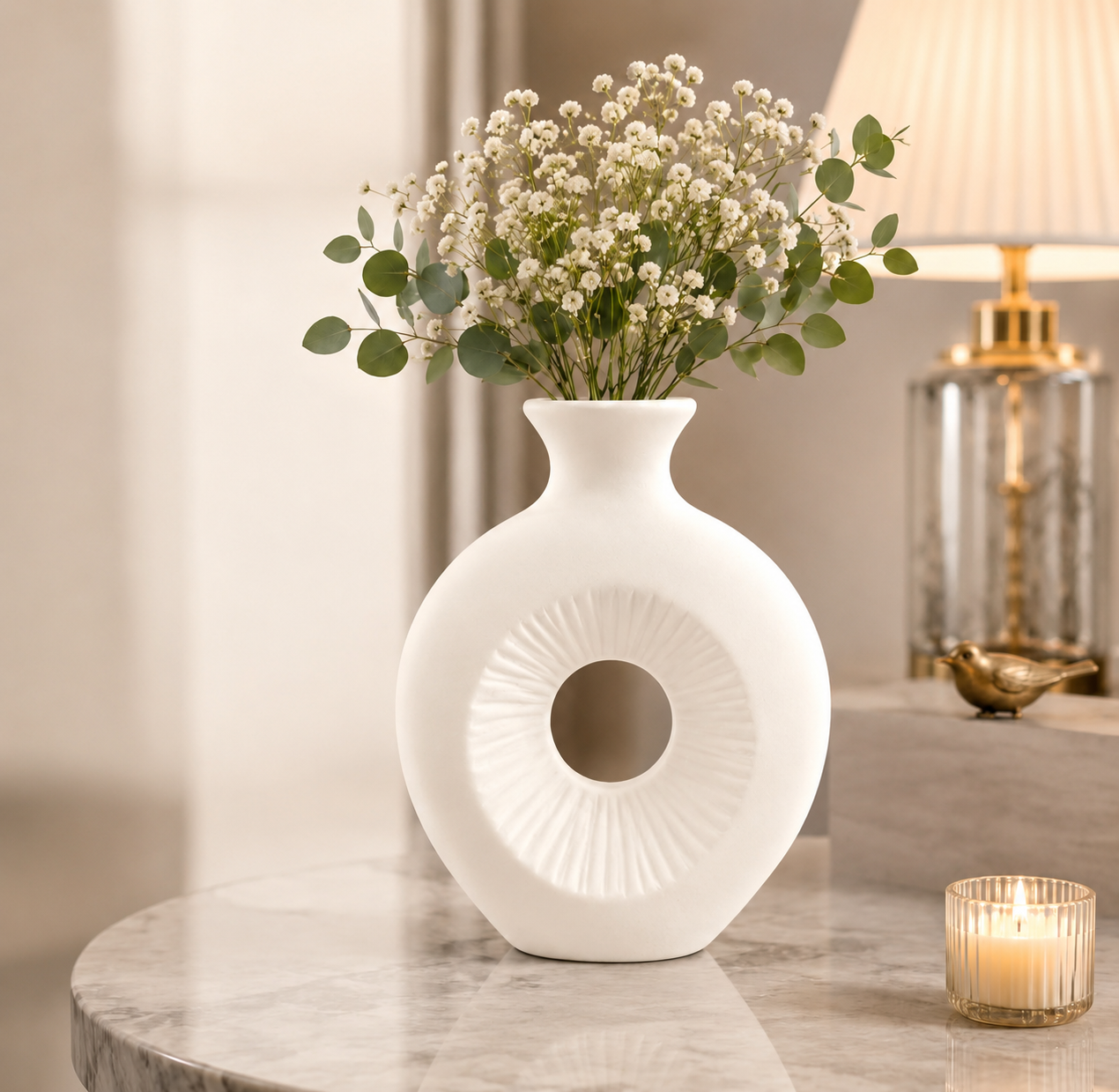 Table Decor Ceramic Flower Vase, Stylish Home Decoration Pot, Handmade Ceramic Vases