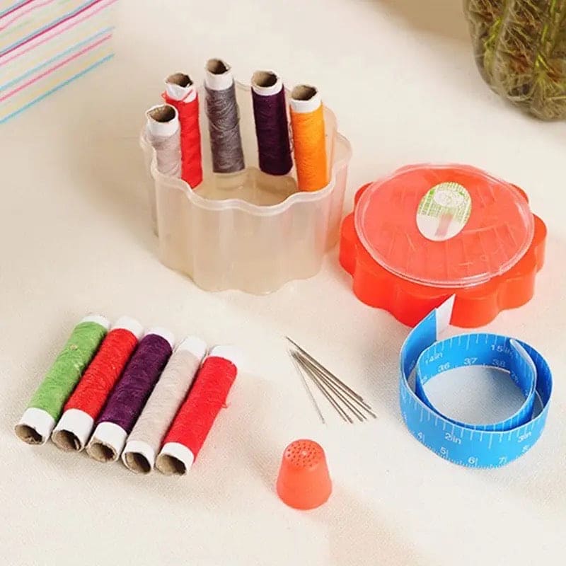 Flower Thread Box, Cloth Fabric Handy Needlework Tools, Thimble Buttons Mini Sewing Kit Organizer, Mini Sewing Kit Needle Threads Box