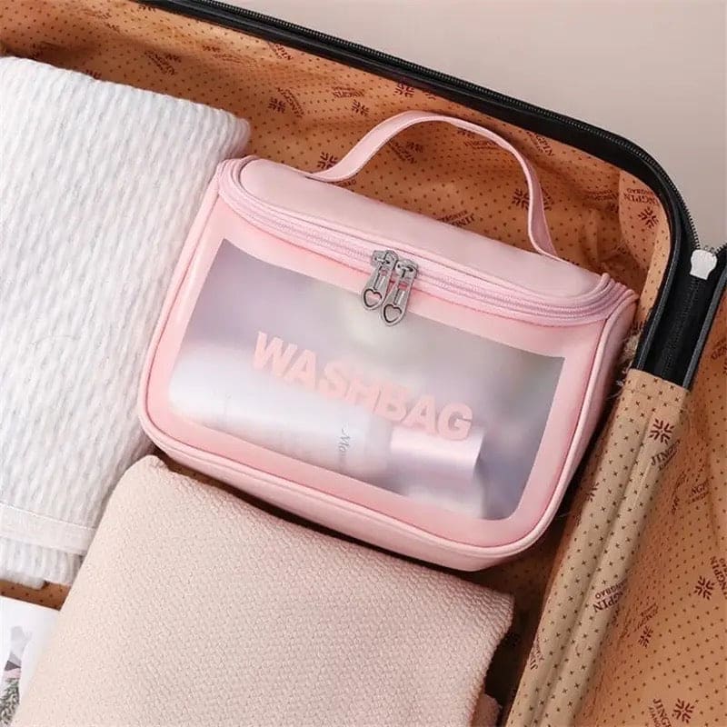 Clamshell Makeup Travel Bag, Washday Beauty Bag, Portable Transparent Makeup Bag, Female Shower Wash Bag, Multipurpose Women Cosmetic Bag, PVC Waterproof Handbags, Travel Toiletry Washbag With Zipper
