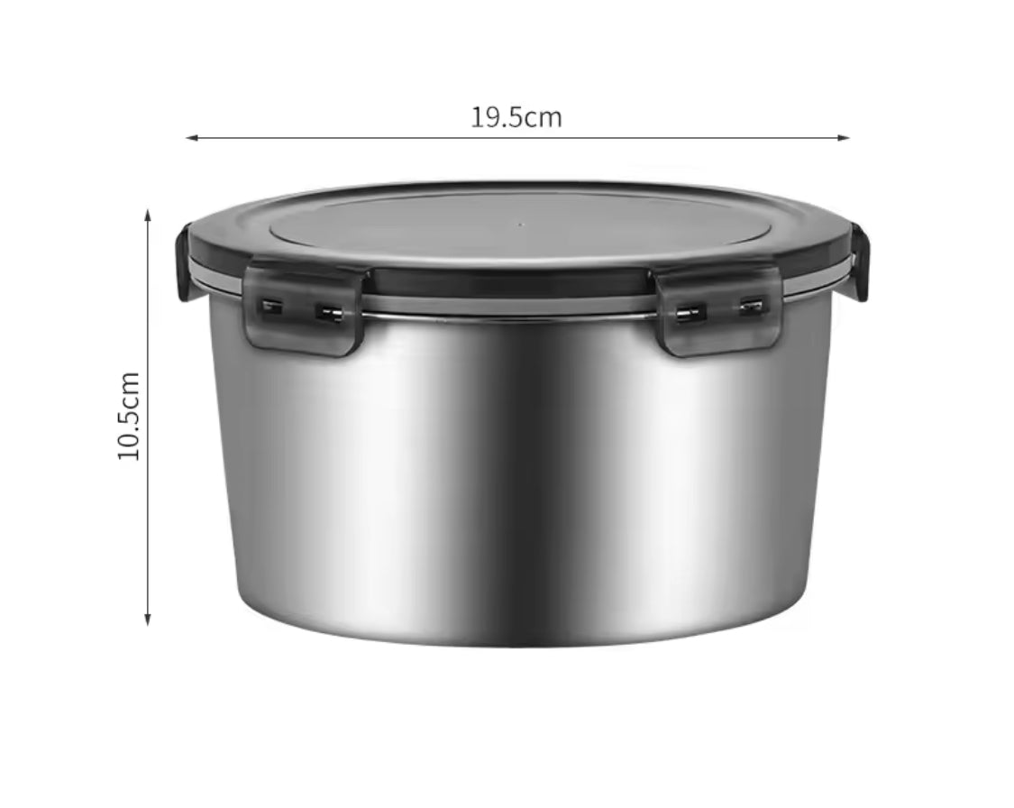 4pcs Stainless Steel Round Food Storage Containers, Kitchen Sealed Leakproof Lunch Box, Portable Picnic Bento Food Storage Box Container