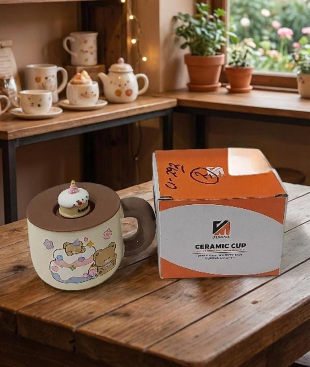 400ml Ceramic Coffee Mug With Silicone Lid, Cute Morning Milk Tea Cup (1 Pc)