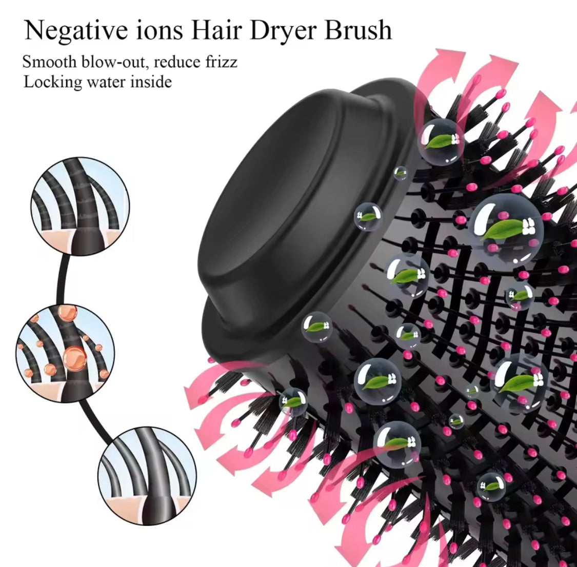 2 in 1 Multifunctional Hair Dryer, Rotating Hot Hair Brush Curler, Blow Dyer Brush, One Step Heating Comb Hair Straightening Brush