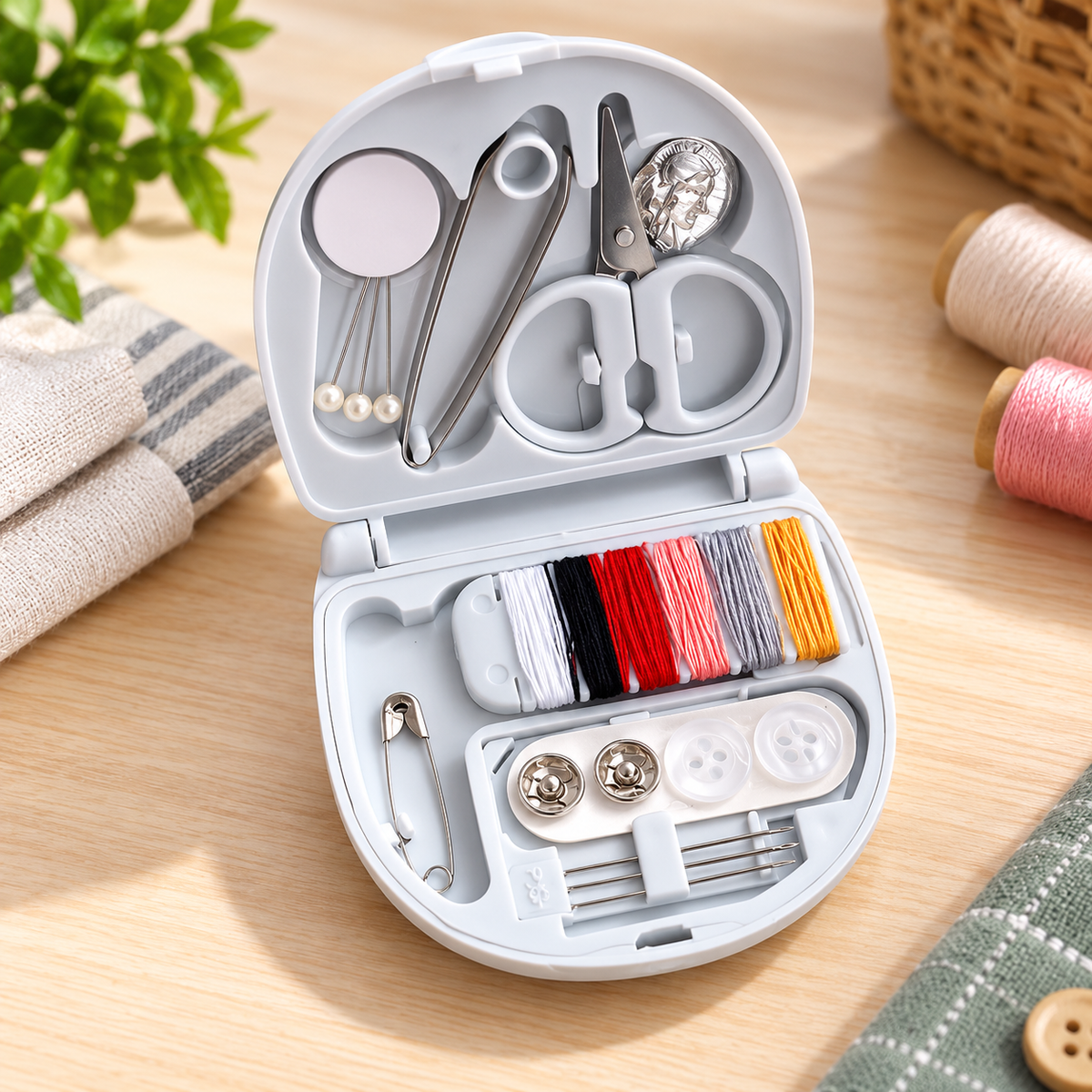 Mini Sewing Kit With Thread Organizer, Portable Stitching Set, Travel Friendly Sewing Essentials Set, Handy Sewing Repair Box
