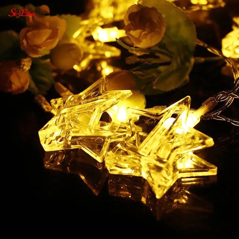 10 Pcs Led Photo Clip String Lights, Outdoor Heart-Shaped Fairy Lights, Curtain String Light Heart Shaped LED String Lights