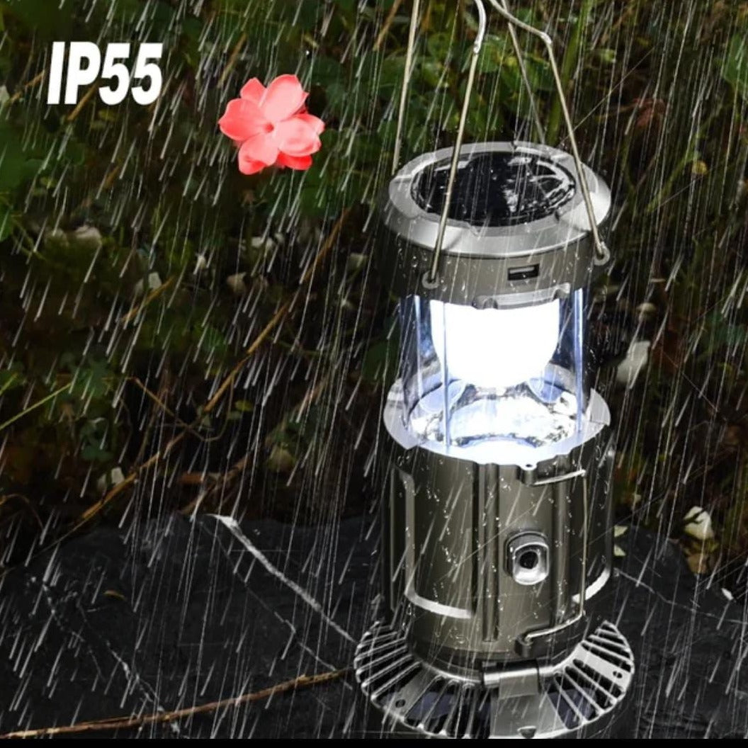 Multifunctional Camping Fan Light, Portable Hanging Tent Fan Light, Electric Fan Solar Powered Camping Fan with LED Lantern, Handheld Foldable Rechargeable Lamp