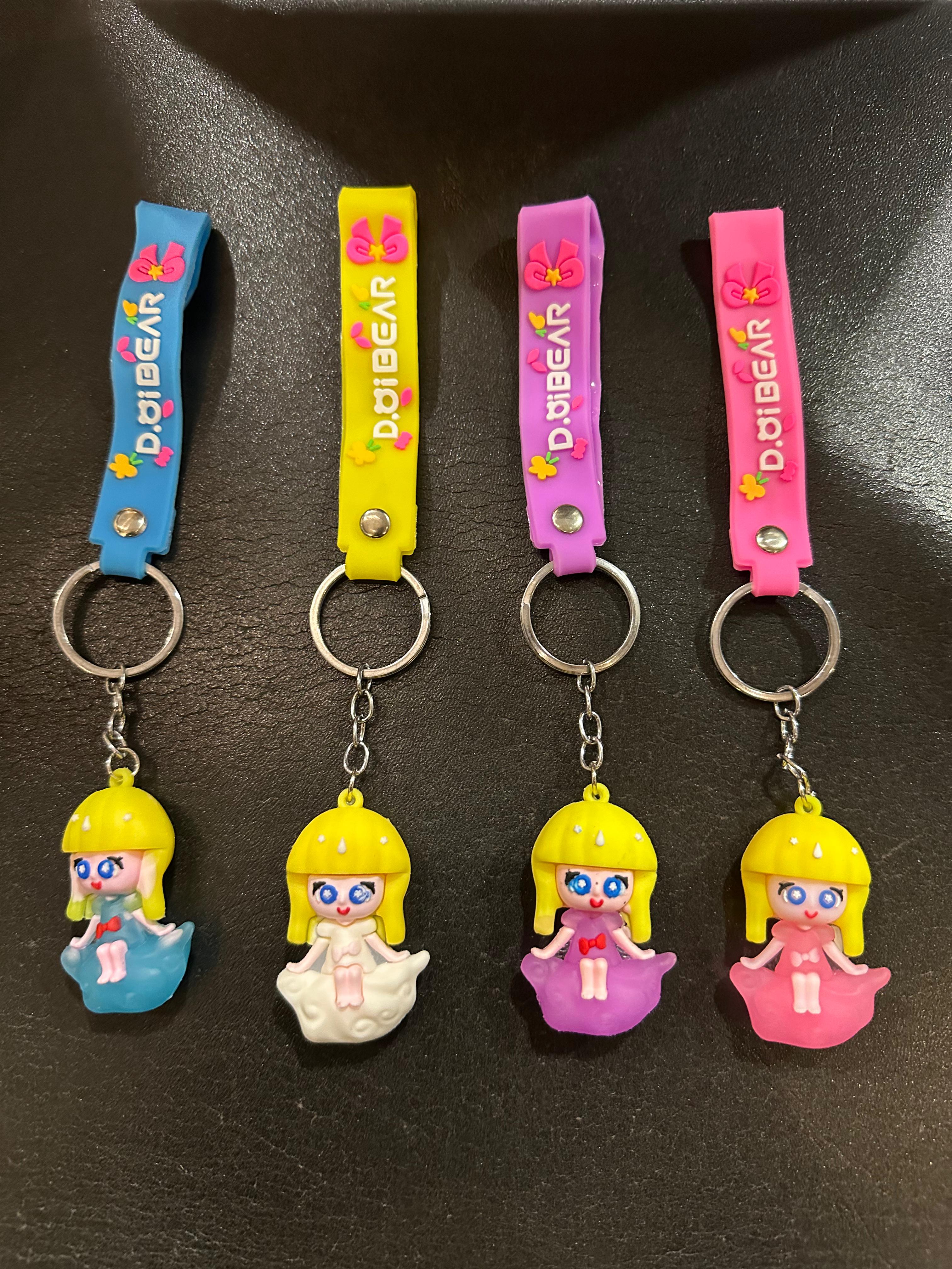 Set Of 3 Cute Anime Keychains, Kawai Cartoon Hanging Keychains, Cute Doll Ornament Keychains