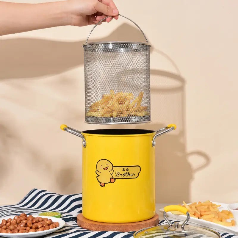 Mini Deep Frying Strainer Pot, Multifunctional Household Deep Frying Pan, Non Stick Mini Small Oil Frying Pot