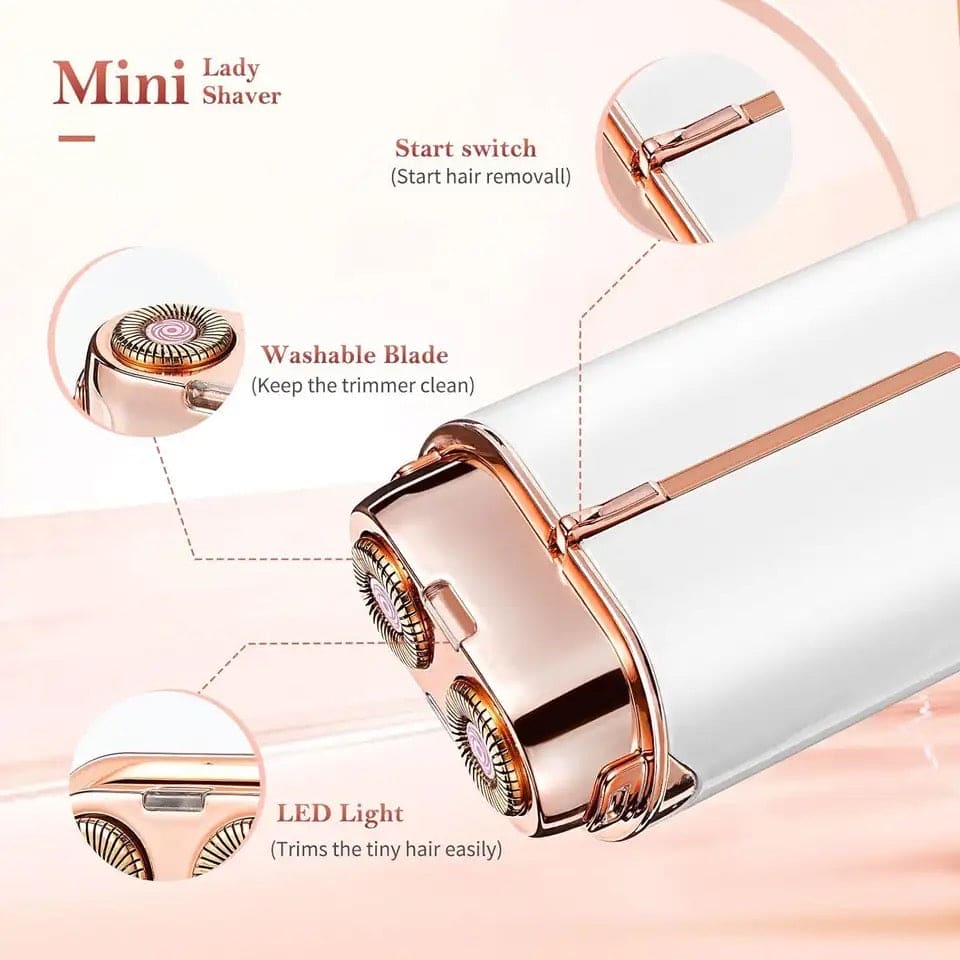 Dual Hair Flawless, Mini Lady Hair Trimmer, Floating Double Blade Hair Remover, Women Electric Shaver Epilator Tool, Painless Electric Face Razor, Instant Hair Remover Device, Electric Razor With Light