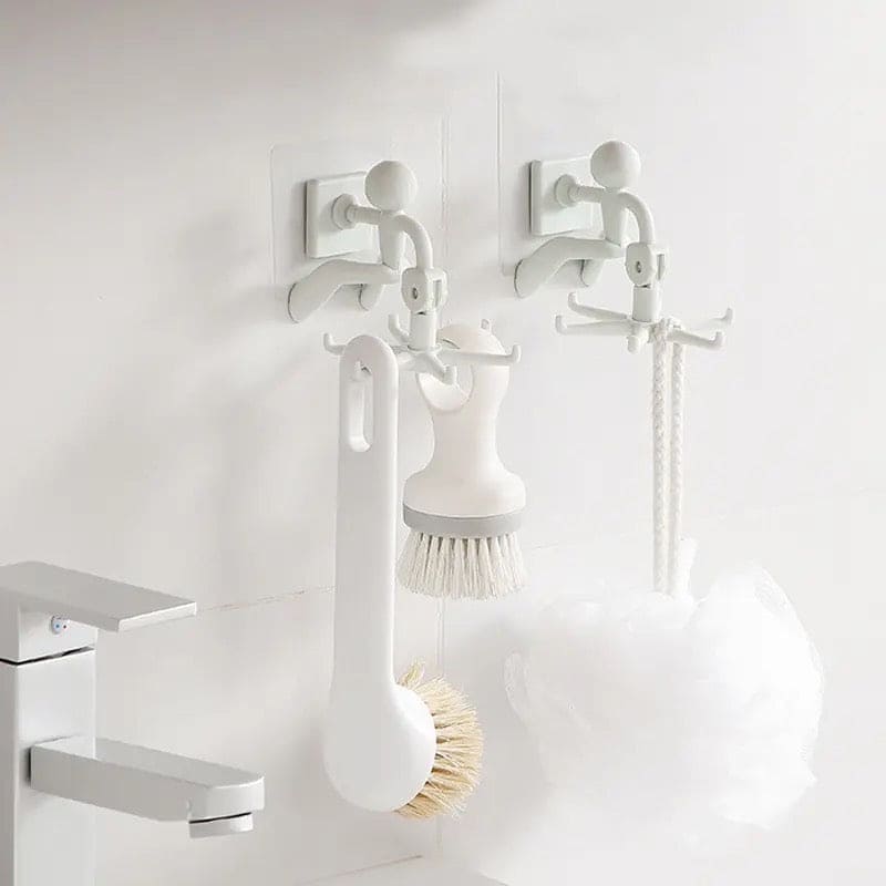 Little Man Claw Hook, Cabinet Wall Top Hook, 360° Rotatable Claw Hook, Dual Purpose Small Humanoid Hook, Traceless Shelf Sticky Hook, Kitchen Utensil Hanger Wall Hanger Hook, Multipurpose Self Adhesive Holder, Bathroom Kitchen Household Hanging Rack