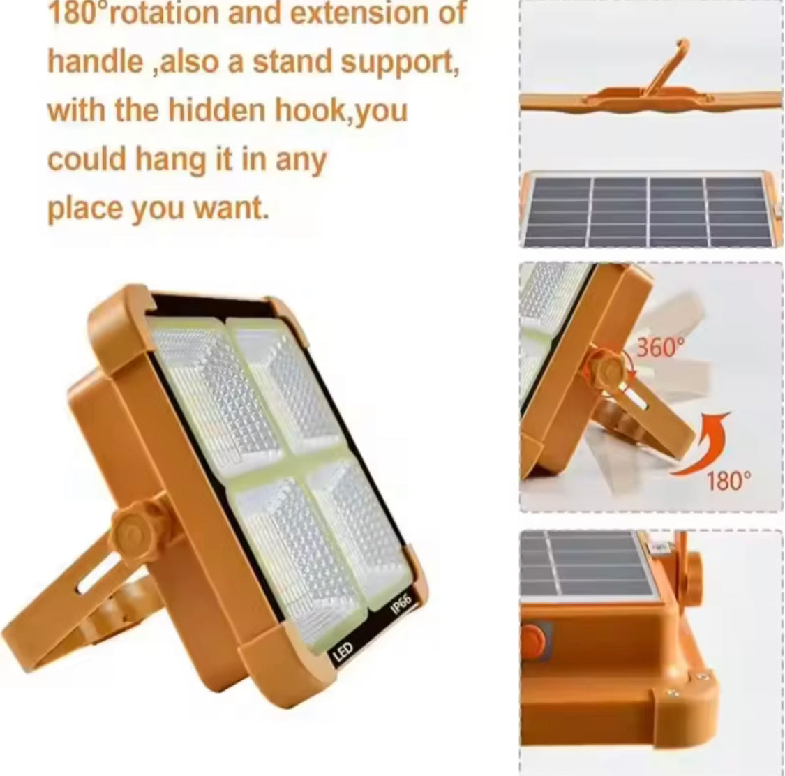 Rechargeable Outdoor LED Solar Floodlight, 500W Spotlight With Mobile Charging Pot, Camping Solar Light, Emergency Lamps Work Light, Handheld Flashlight Outdoor Tent Camping Lamp