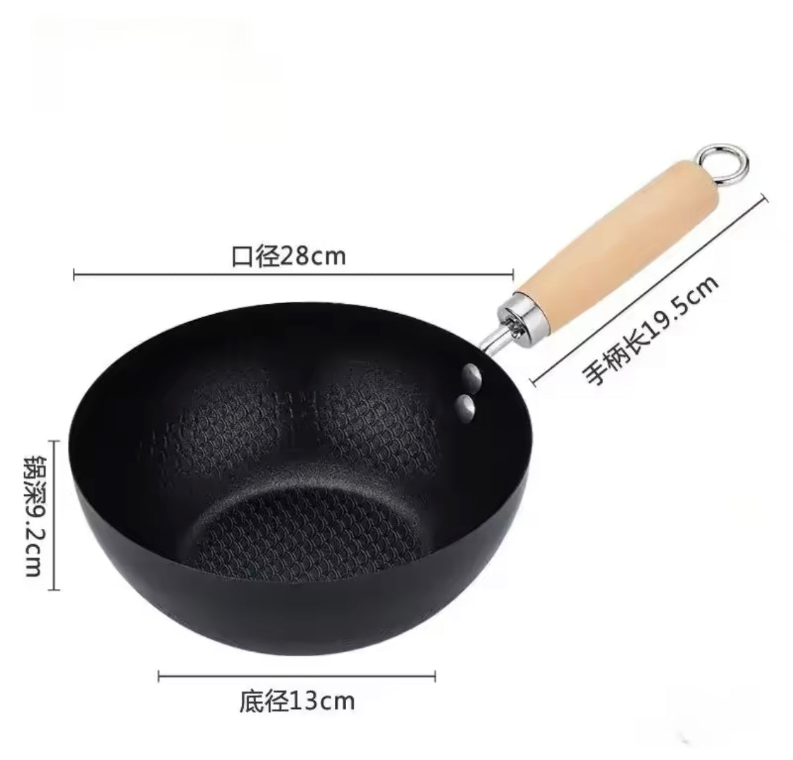 Non Stick Iron Frying Pan With Handle, Easy to Clean Cooking Pot, Kitchen Cookware Gadget