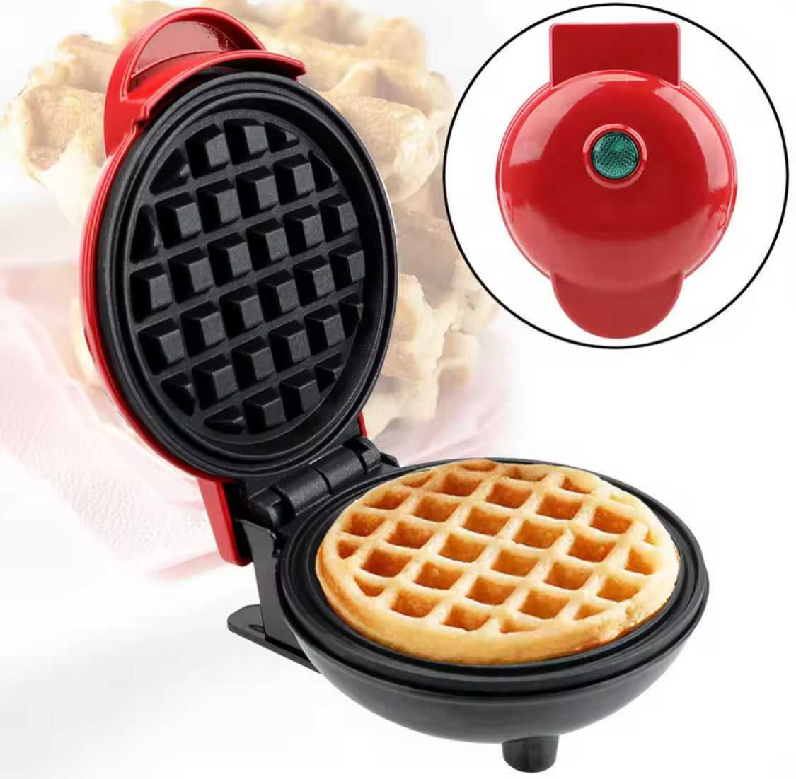 Mini Mighty Waffle Maker, Electric Waffles Maker Machine, Breakfast Dessert Baking Machine, Portable Non Stick Waffles Maker, Calf Crossing Foldable Waffle Pancake Maker, Electric Cake Maker For Pancakes Cookies Non Stick Coating