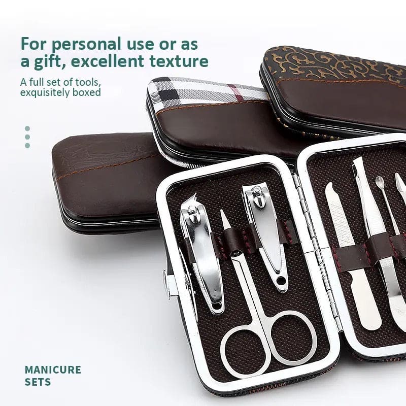 7 In 1 Manicure Kit, Carbon Steel Professional Pedicure Kit, Nail Scissors Grooming Kit with Leather Travel Case, Men Women Manicure Pedicure Kit, Nail Care Tool For Home Use