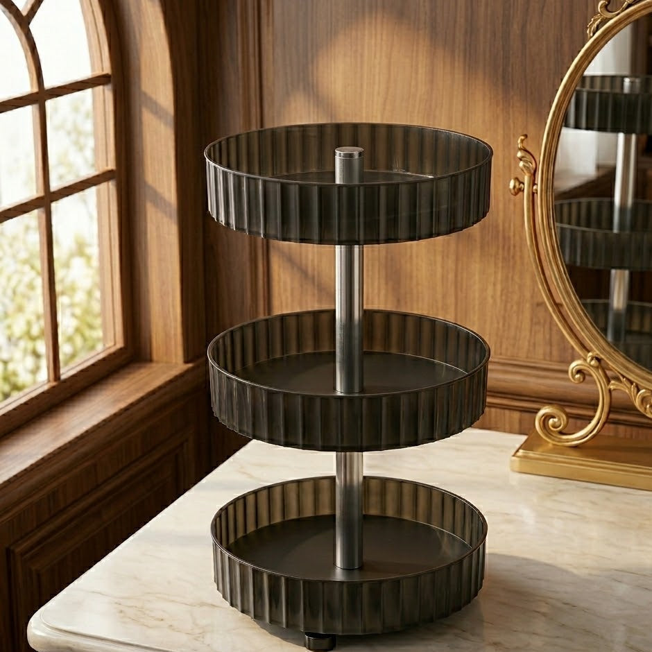 Royal Rotating Cosmetic Organizer, Rotating Vanity Storage Shelf, Multifunction Makeup And Skincare Organizer