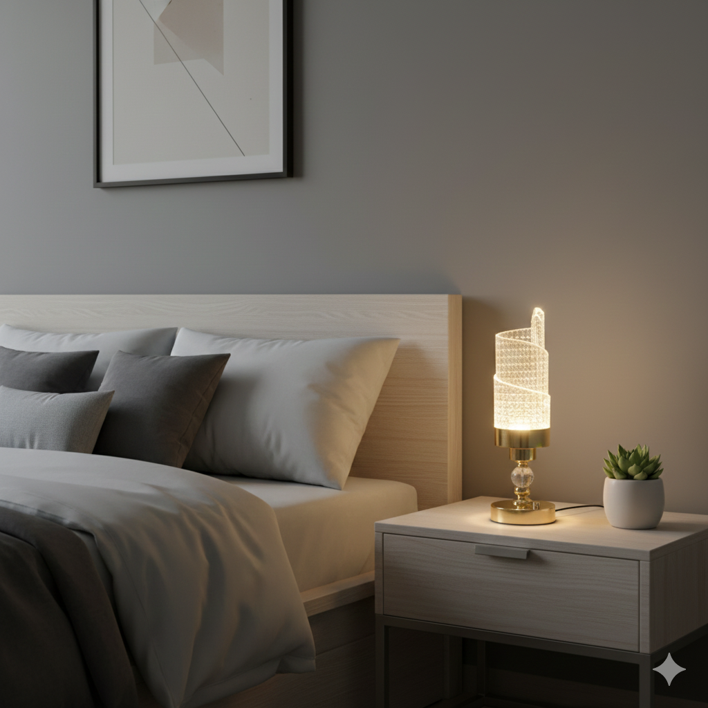 Luxury Crystal Bedroom Beside Lamp, Crystal Glow Table Lamp,
Luminous Spiral Crystal Lamp, Modern Crystal Desk Lamp
Gold Base Crystal Table Lamp