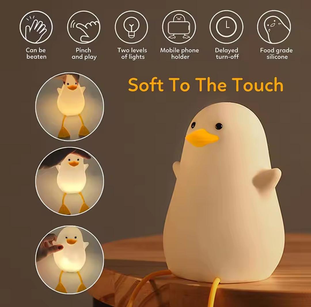 Cute Duck Led Night Lamp, USB Rechargeable Silicone Touch Lamp, Cute Warm Night Light, Duck Lamp For Room Decoration