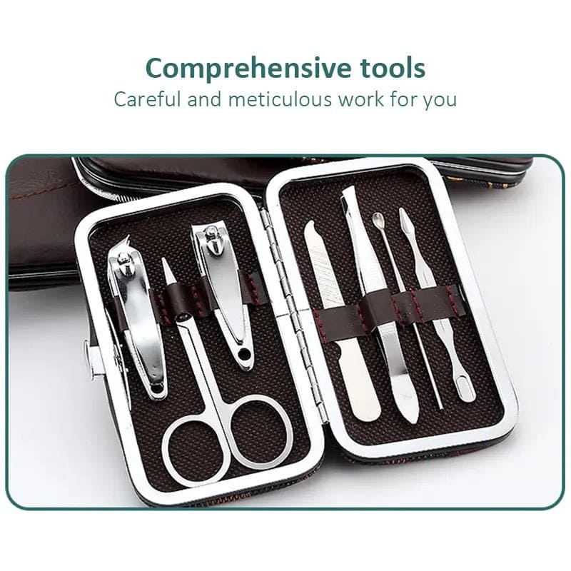 7 In 1 Manicure Kit, Carbon Steel Professional Pedicure Kit, Nail Scissors Grooming Kit with Leather Travel Case, Men Women Manicure Pedicure Kit, Nail Care Tool For Home Use