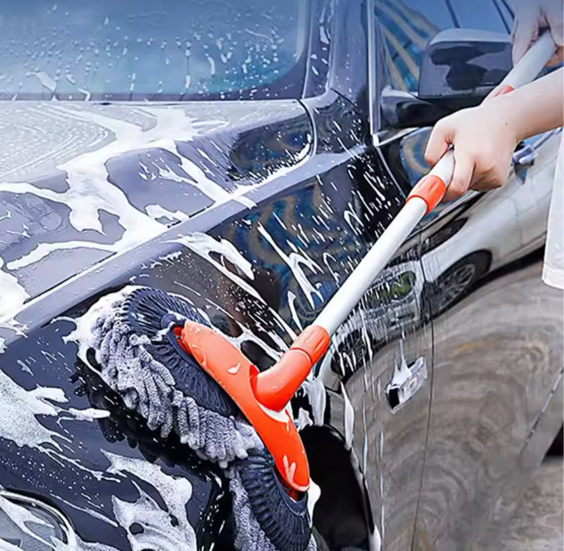 360° Rotation Car Washing Cleaning Brush, Long Handle  Car Wash Mop, Telescopic Microfiber Mop