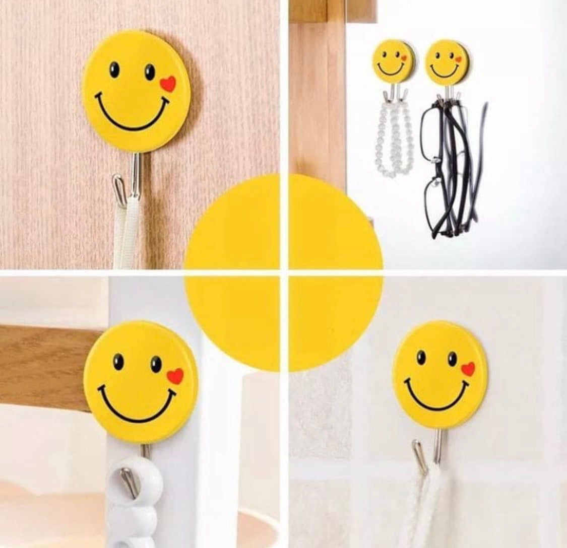 Set Of 3 Strong Adhesive Wall Hook, Smiling Face Style Sticky Hooks, Strong Sticky Emojis Hook