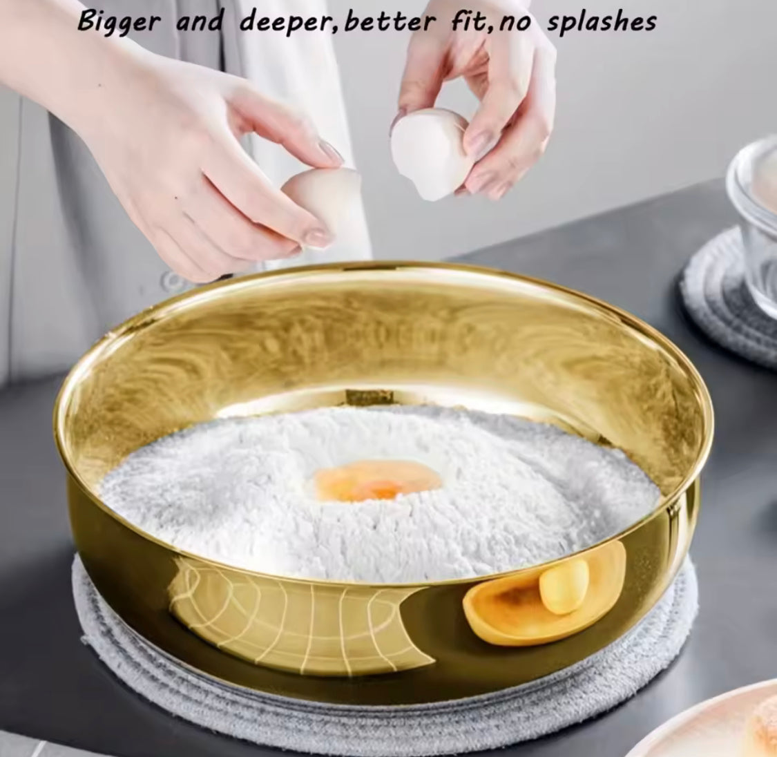 Multi Purpose Mixing Bowl with Transparent Lid, Rustproof Stainless Flour Mixing Bowl, Food Preparation Kitchen Bowl