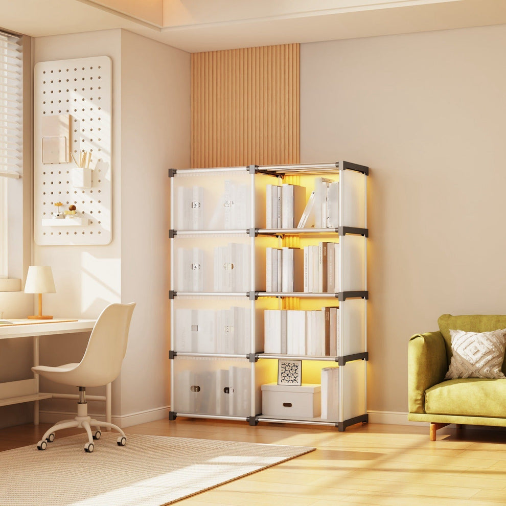 Multiayer Dustproof Cabinet Storage Shelf, Plastic Book Cabinet Organizer, Multipurpose Storage Rack, Portable Wardrobe Cabinet, Clothes Storage Organizer, No Installation Storage Cabinet