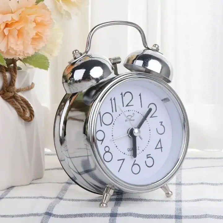 Retro Alarm Clock, Double Tell No Ticking Retro Kids Alarm Clock, Dual Bell Analog Lamp