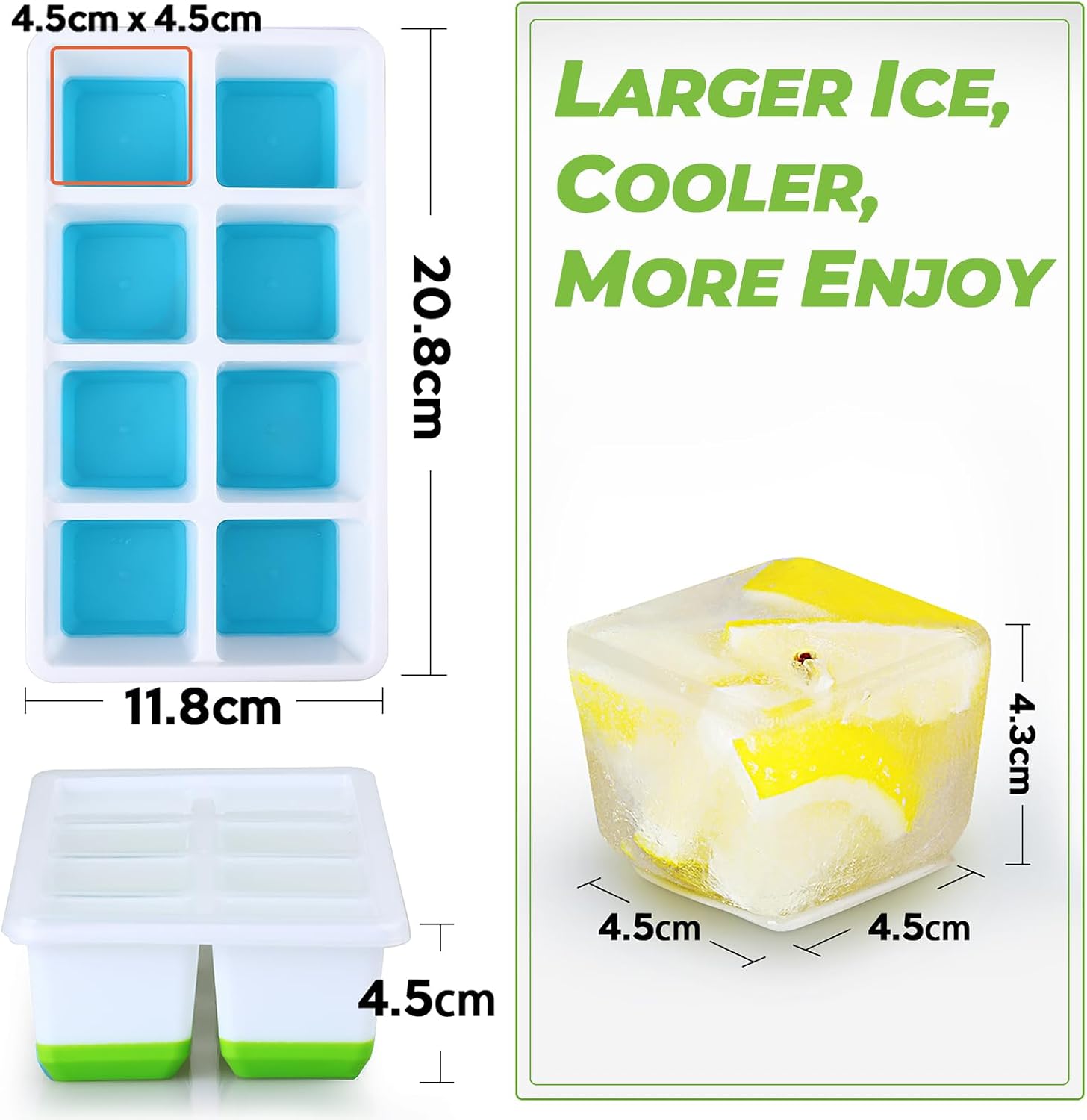 Stackable Silicone Ice Cube Tray with Lid, Ice Cube Tray with Protective Lid, Reusable Ice Cube Making Tray