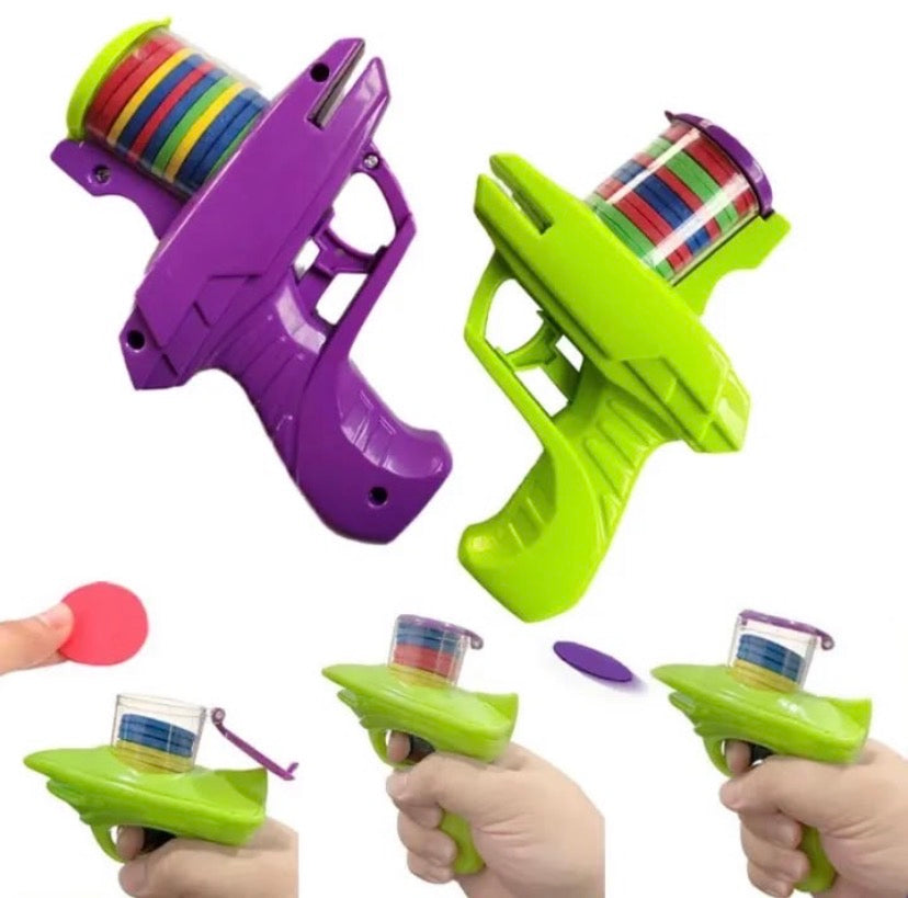 Flying Disc Shooter Gun Toy, Handheld Flying Disc Shooter Gun, Rapid Fire Kids Disc Launcher Game