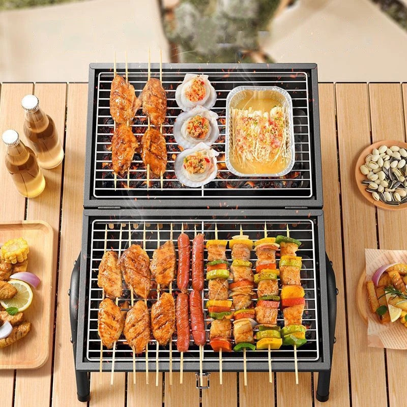 Outdoor BBQ Grill, Dual-Purpose Barbecue Grill, Foldable Camping Grill