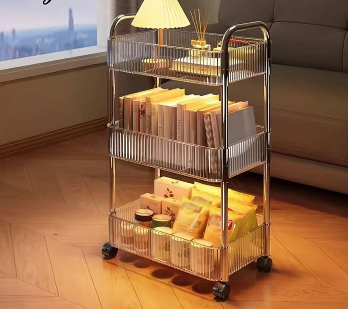 Transparent Math Shelf Multi Purpose Ripple Square Transparent Shelf, Multi Layer Mobile Book ...