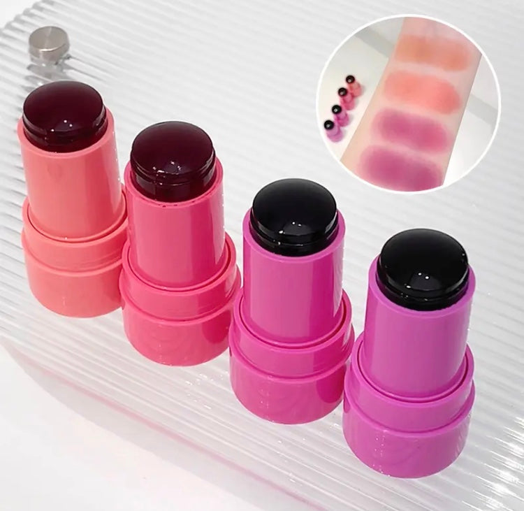 Set Of 4 Lip And Cheek Blush Stick, Long Lasting Moisturized Jelly Tint, Beauty Matte Cheek Blush Stick