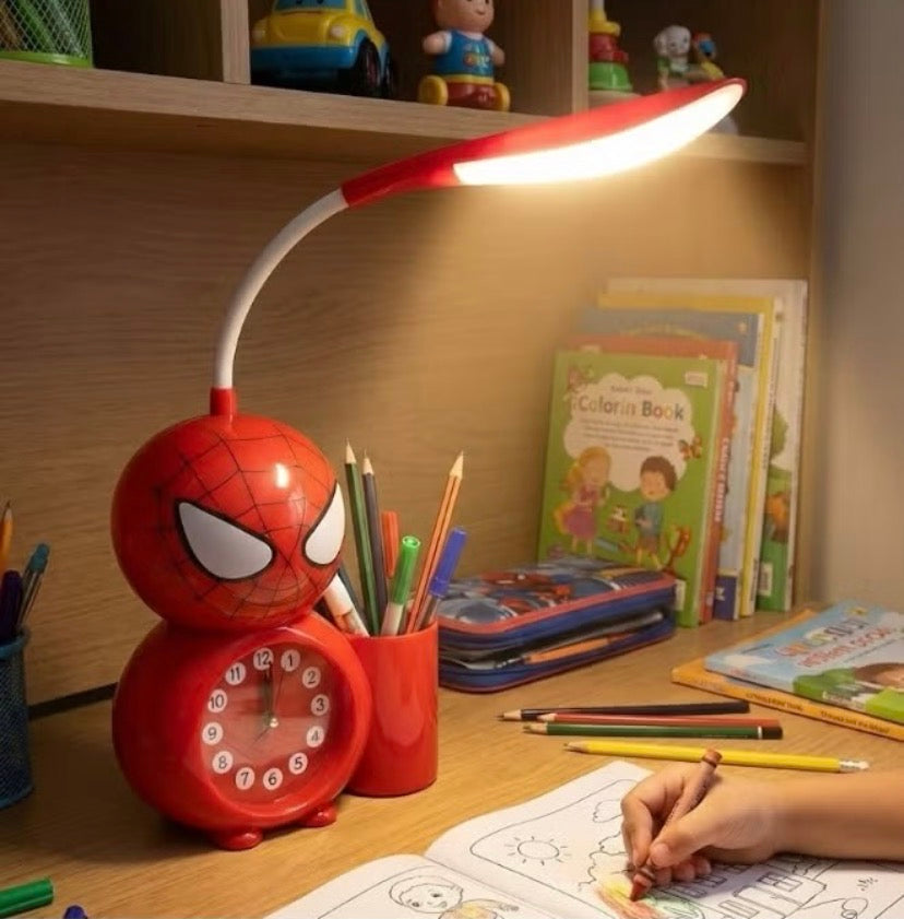 Cute LED Desk Lamp with Clock And Pen Holder, Kids LED Reading Lamp with Clock & Desk Organizer, Adjustable Duck LED Study Light for Kids