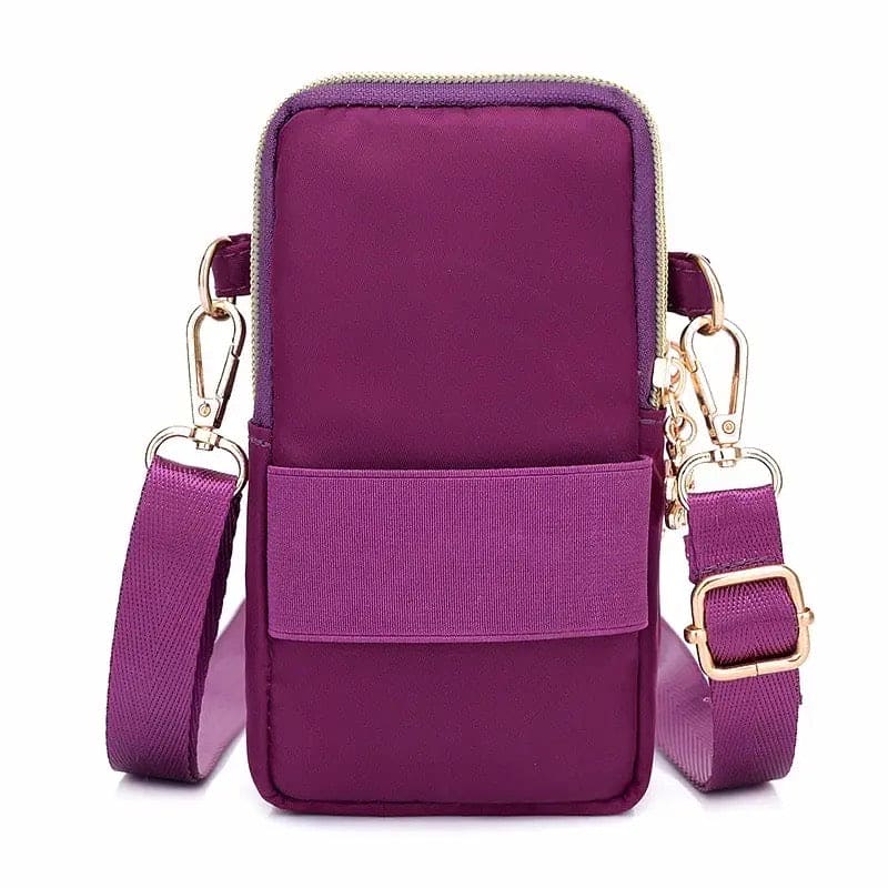Mobile Wallet Bag, Women Fashion Women Cross Body Bag, 3 Layer Mobile Pouch With Headphone Plug, Casual Waterproof Nylon Crossbody Bag, Small Cell Phone Handbag, Purse Sports Pouch Bag, Universal Mobile Phone Bag