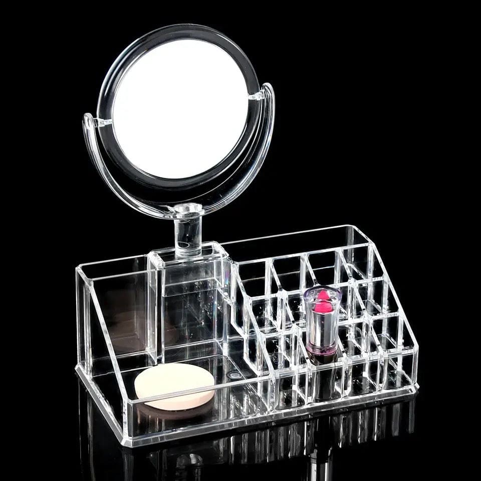 Makeup Dresser With Mirror, Acrylic Cosmetic Storage Box, Simple Dresser Storage Shelf, Acrylic Lipstick Cosmetic Organizer With Mirror