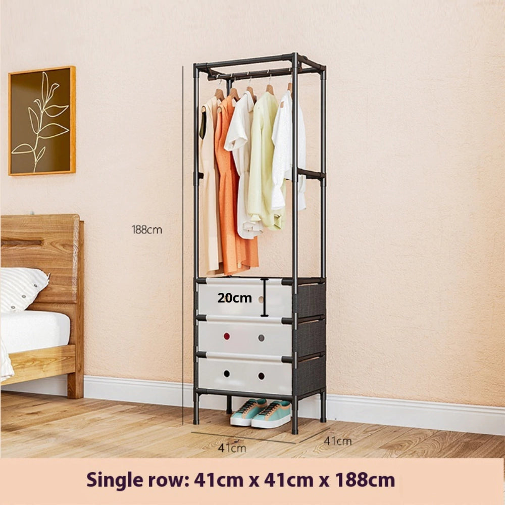 Multifunctional Metal Standing Coat Rack, Multi Layer Shoe Storage Rack, Living Room Organizer Shelf